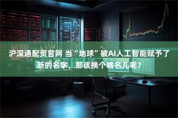 沪深通配资官网 当“地球”被AI人工智能赋予了新的名字，那该换个啥名儿呢？